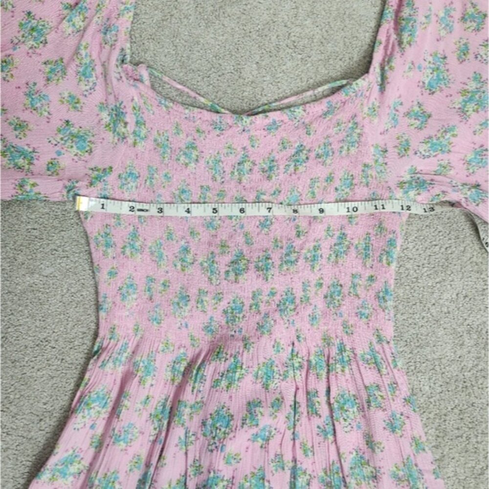 UO Odila Strappy Back Midi Dress Smocked Back Milkmaid Size Large Coquette - Picture 7 of 13